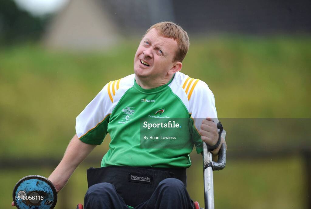 9 August 2008; Ireland's John McCarthy, from Cork, F51 Discus, in action at the final whole team Paralympic training camp in the University of Limerick before the 45 strong Irish team, across nine sports, departs for its pre Games holding camp in Beijing later this month ahead of the 13th Paralympic Games which get underway on Sept 6th in the Chinese capital. University of Limerick, Limerick. Picture credit: Brian Lawless / SPORTSFILE