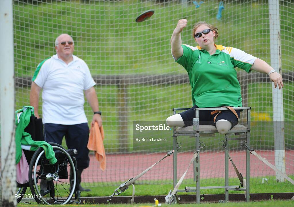 9 August 2008; Ireland's Orla Marie Barry, from Ladysbridge, Co. Cork, F57 Discus, in action at the final whole team Paralympic training camp in the University of Limerick before the 45 strong Irish team, across nine sports, departs for its pre Games holding camp in Beijing later this month ahead of the 13th Paralympic Games which get underway on Sept 6th in the Chinese capital. University of Limerick, Limerick. Picture credit: Brian Lawless / SPORTSFILE