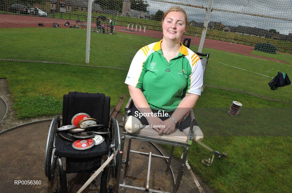 9 August 2008; Ireland's Orla Marie Barry, from Ladysbridge, Co. Cork, F57 Discus, at the final whole team Paralympic training camp in the University of Limerick before the 45 strong Irish team, across nine sports, departs for its pre Games holding camp in Beijing later this month ahead of the 13th Paralympic Games which get underway on Sept 6th in the Chinese capital. University of Limerick, Limerick. Picture credit: Brian Lawless / SPORTSFILE