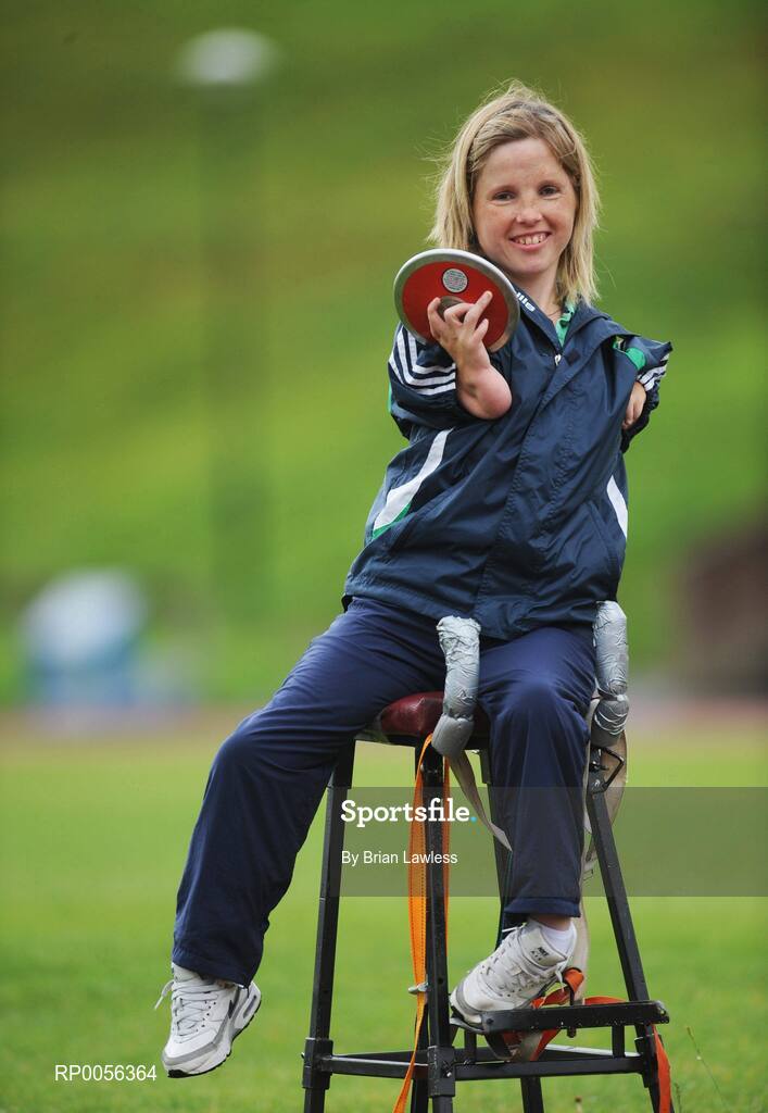 9 August 2008; Ireland's Catherine Wayland, from New Ross, Co. Wexford, F51 Discus, at the final whole team Paralympic training camp in the University of Limerick before the 45 strong Irish team, across nine sports, departs for its pre Games holding camp in Beijing later this month ahead of the 13th Paralympic Games which get underway on Sept 6th in the Chinese capital. University of Limerick, Limerick. Picture credit: Brian Lawless / SPORTSFILE