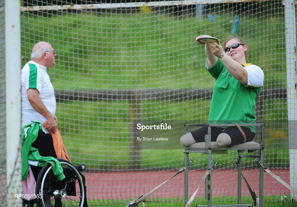 9 August 2008; Ireland's Orla Marie Barry, from Ladysbridge, Co. Cork, F57 Discus, in action at the final whole team Paralympic training camp in the University of Limerick before the 45 strong Irish team, across nine sports, departs for its pre Games holding camp in Beijing later this month ahead of the 13th Paralympic Games which get underway on Sept 6th in the Chinese capital. University of Limerick, Limerick. Picture credit: Brian Lawless / SPORTSFILE