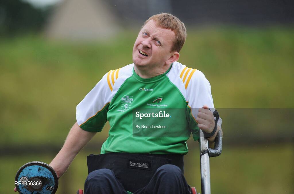 9 August 2008; Ireland's John McCarthy, from Cork, F51 Discus, in action at the final whole team Paralympic training camp in the University of Limerick before the 45 strong Irish team, across nine sports, departs for its pre Games holding camp in Beijing later this month ahead of the 13th Paralympic Games which get underway on Sept 6th in the Chinese capital. University of Limerick, Limerick. Picture credit: Brian Lawless / SPORTSFILE