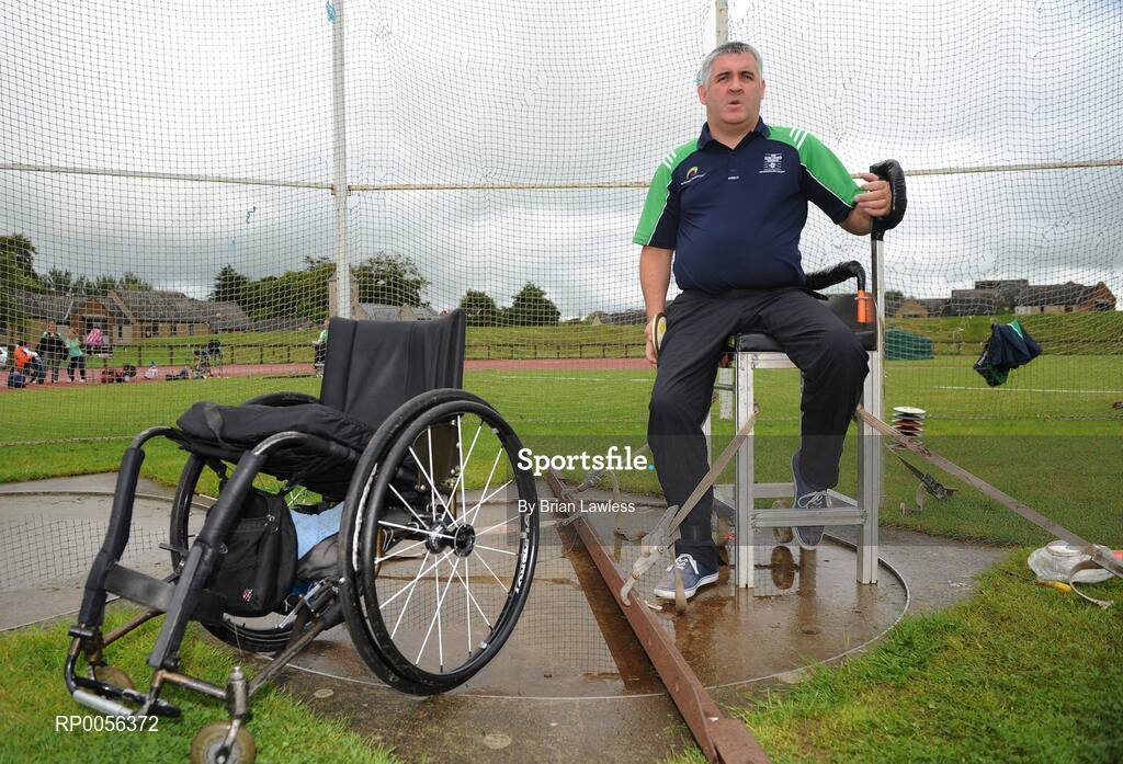 9 August 2008; Ireland's Garrett Culliton, from Clonaslee, Co. Laois, F52 Discus, at the final whole team Paralympic training camp in the University of Limerick before the 45 strong Irish team, across nine sports, departs for its pre Games holding camp in Beijing later this month ahead of the 13th Paralympic Games which get underway on Sept 6th in the Chinese capital. University of Limerick, Limerick. Picture credit: Brian Lawless / SPORTSFILE