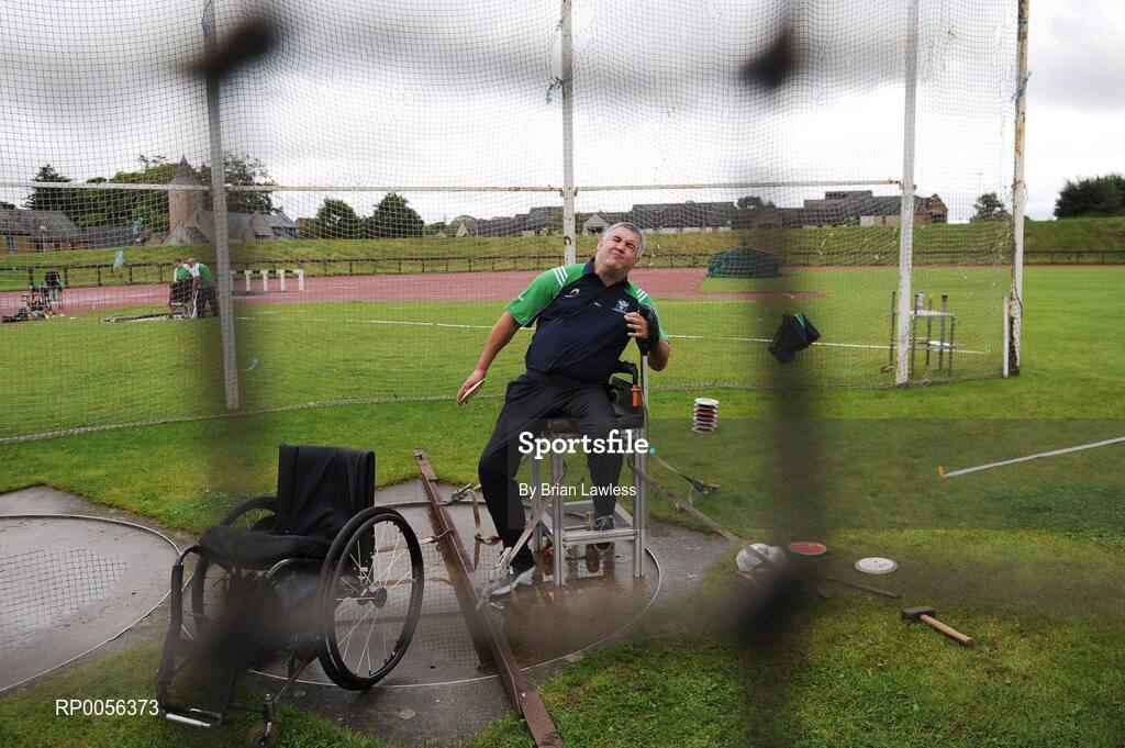 9 August 2008; Ireland's Garrett Culliton, from Clonaslee, Co. Laois, F52 Discus, at the final whole team Paralympic training camp in the University of Limerick before the 45 strong Irish team, across nine sports, departs for its pre Games holding camp in Beijing later this month ahead of the 13th Paralympic Games which get underway on Sept 6th in the Chinese capital. University of Limerick, Limerick. Picture credit: Brian Lawless / SPORTSFILE