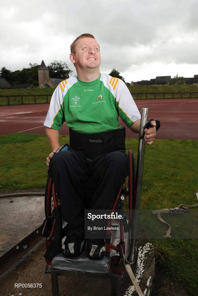 9 August 2008; Ireland's John McCarthy, from Cork, F51 Discus, at the final whole team Paralympic training camp in the University of Limerick before the 45 strong Irish team, across nine sports, departs for its pre Games holding camp in Beijing later this month ahead of the 13th Paralympic Games which get underway on Sept 6th in the Chinese capital. University of Limerick, Limerick. Picture credit: Brian Lawless / SPORTSFILE
