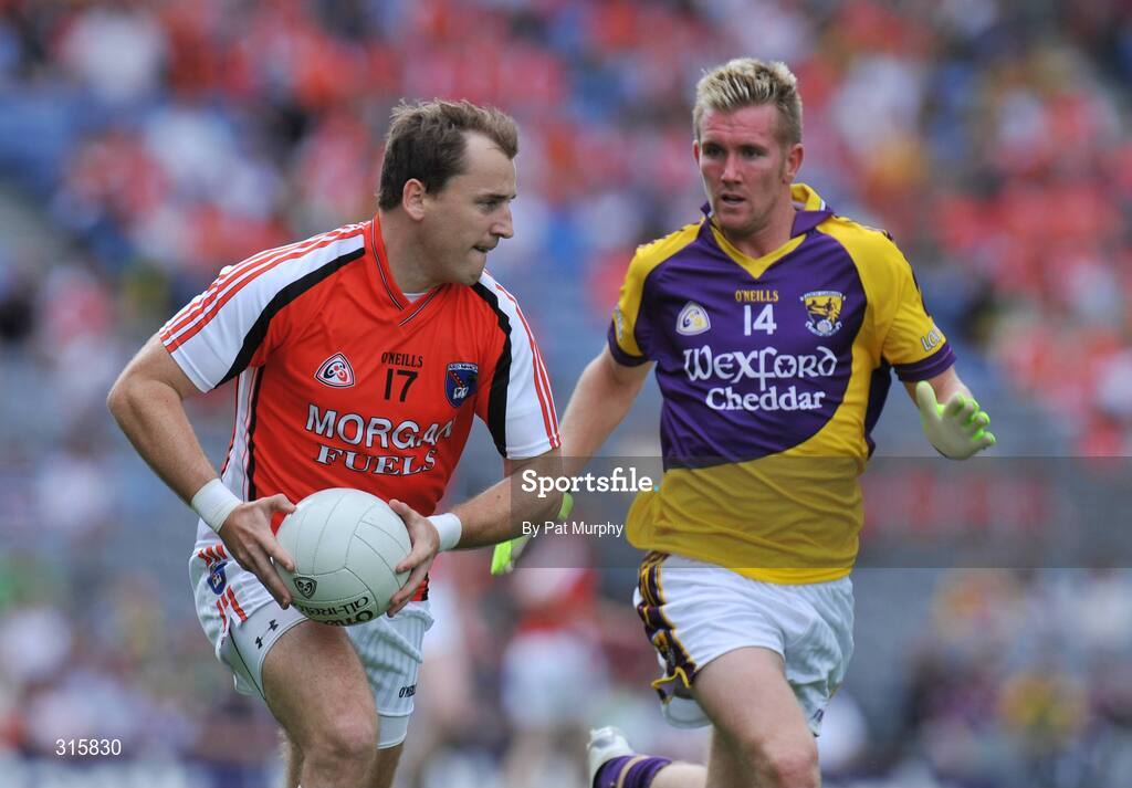 9 August 2008; Paddy McKeever, Armagh, in action against PJ Banville, Wexford. GAA Football All-Ireland Senior Championship Quarter-Final, Armagh v Wexford, Croke Park, Dublin. Picture credit: Pat Murphy / SPORTSFILE
