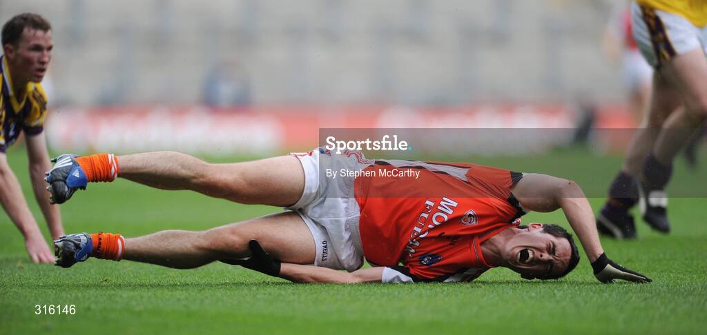 9 August 2008; Aaron Kernan, Armagh, goes down injured. GAA Football All-Ireland Senior Championship Quarter-Final, Armagh v Wexford, Croke Park, Dublin. Picture credit: Stephen McCarthy / SPORTSFILE