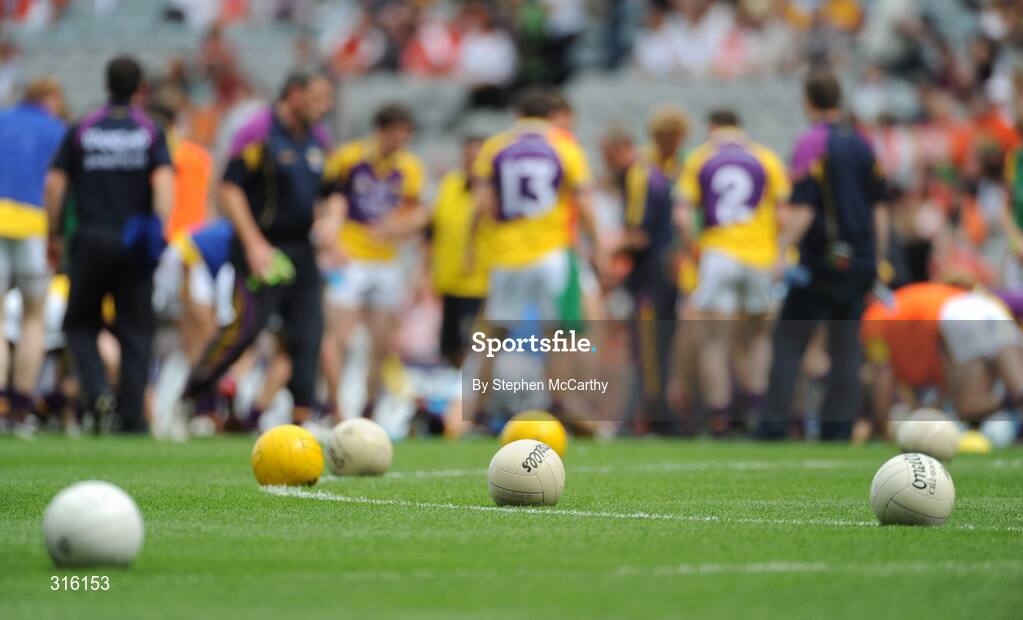 9 August 2008; A general view of gaelic footballs. GAA Football All-Ireland Senior Championship Quarter-Final, Armagh v Wexford, Croke Park, Dublin. Picture credit: Stephen McCarthy / SPORTSFILE