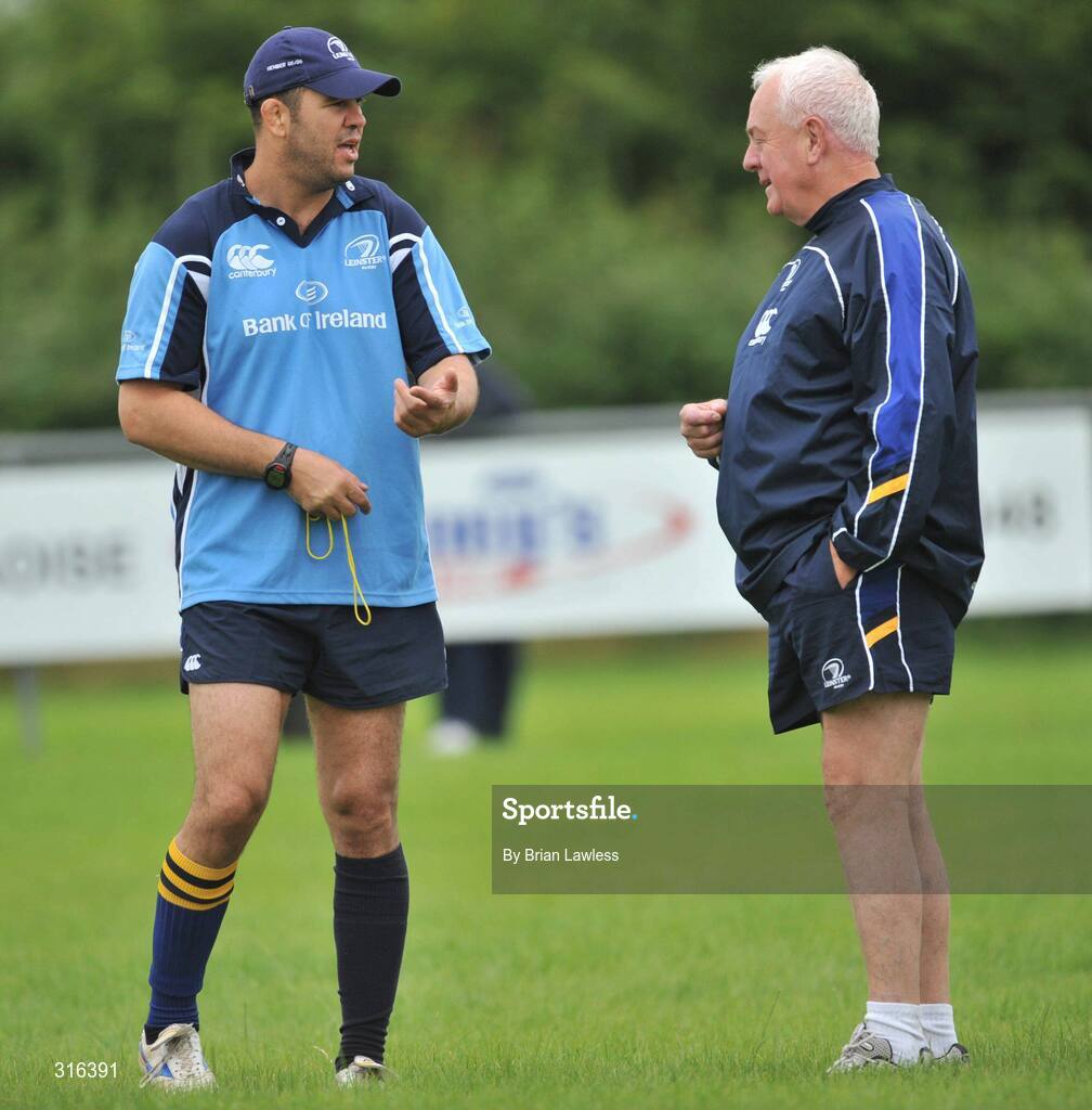15 August 2008; Head coach Michael Cheika, left, in conversation with Consultant coach Alan Gaffney, during the Leinster Rugby Squad Open Day. Portlaoise RFC, Co. Laois. Picture credit: Brian Lawless / SPORTSFILE