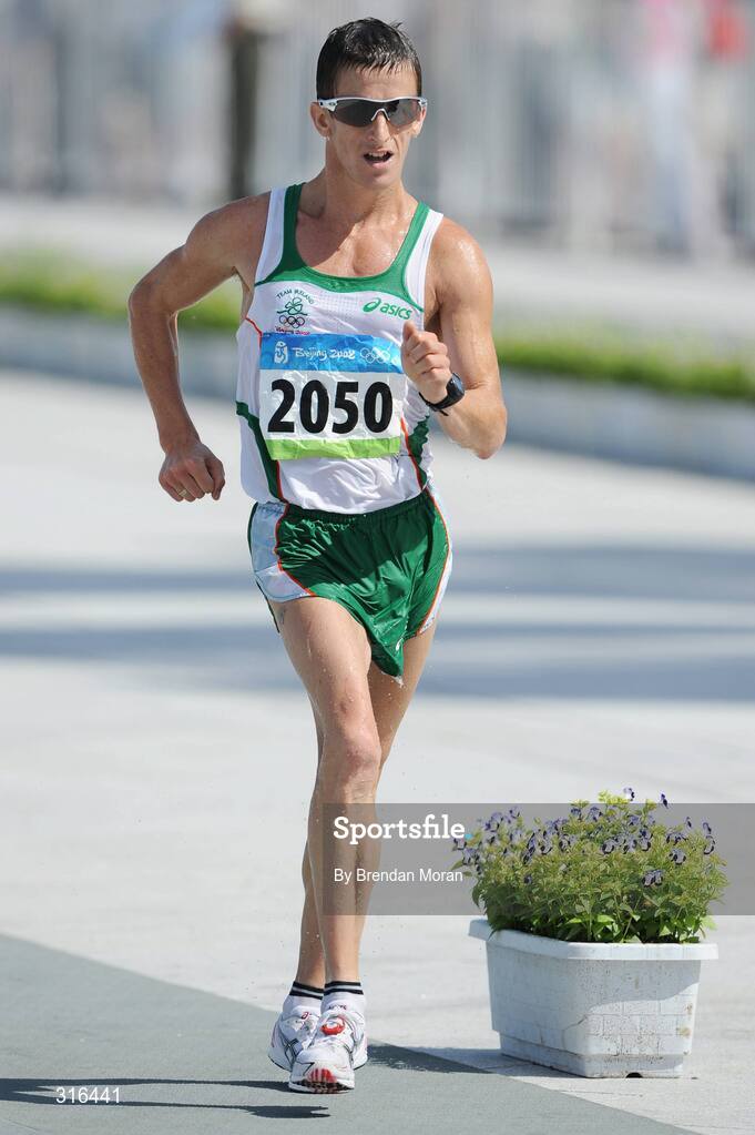 16 August 2008; Robert Heffernan, Ireland, in action during the Men's 20km Walk Final, in which he finished in 8th place in a time of 1.20.36. Beijing 2008 - Games of the XXIX Olympiad, National Stadium, Olympic Green, Beijing, China. Picture credit: Brendan Moran / SPORTSFILE