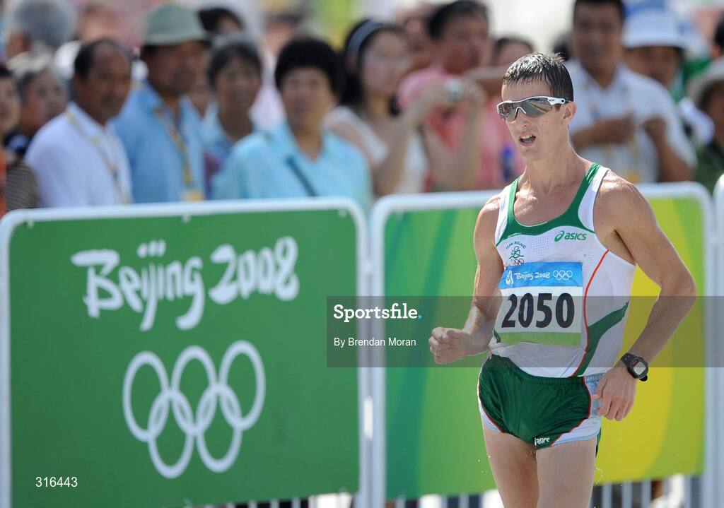 16 August 2008; Robert Heffernan, Ireland, in action during the Men's 20km Walk Final, in which he finished in 8th place in a time of 1.20.36. Beijing 2008 - Games of the XXIX Olympiad, National Stadium, Olympic Green, Beijing, China. Picture credit: Brendan Moran / SPORTSFILE