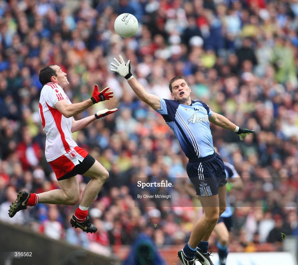 16 August 2008; Conal Keaney, Dublin, in action against Brian Dooher, Tyrone. GAA Football All-Ireland Senior Championship Quarter-Final, Dublin v Tyrone, Croke Park, Dublin. Picture credit: Oliver McVeigh / SPORTSFILE