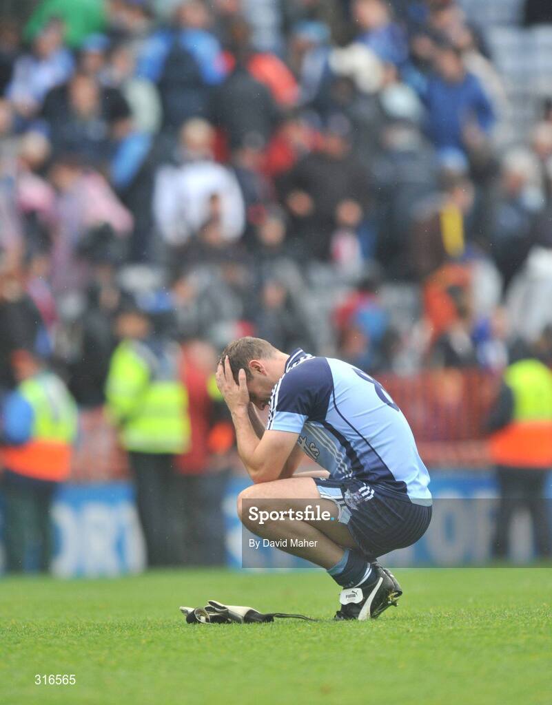 16 August 2008; A dejected Ciaran Whelan, Dublin, at the end of the game. GAA Football All-Ireland Senior Championship Quarter-Final, Dublin v Tyrone, Croke Park, Dublin. Picture credit: David Maher / SPORTSFILE