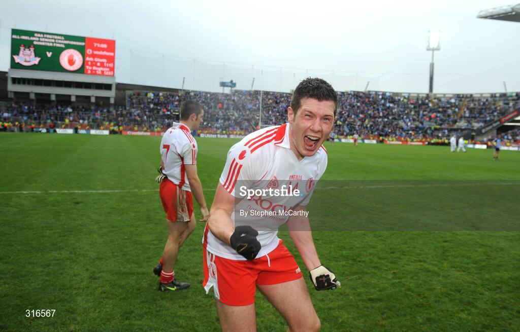 16 August 2008; Sean Cavanagh, Tyrone, celebrates his side's victory. GAA Football All-Ireland Senior Championship Quarter-Final, Dublin v Tyrone, Croke Park, Dublin. Picture credit: Stephen McCarthy / SPORTSFILE