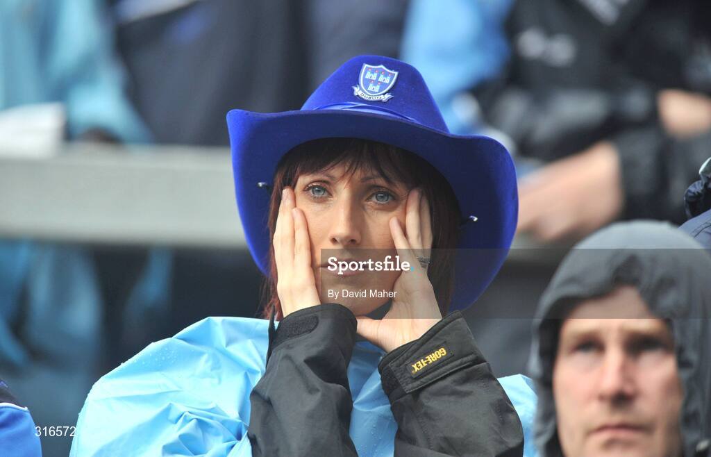 16 August 2008; A dejected Dublin supporter during the closing stages of the game. GAA Football All-Ireland Senior Championship Quarter-Final, Dublin v Tyrone, Croke Park, Dublin. Picture credit: David Maher / SPORTSFILE