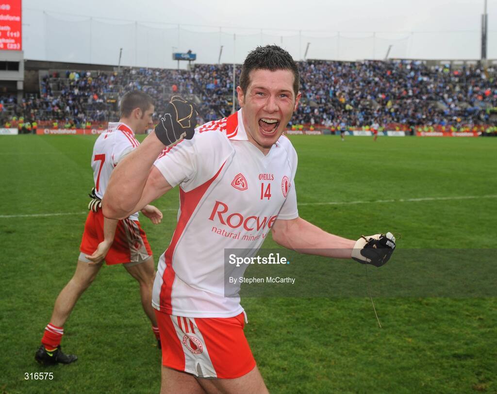 16 August 2008; Tyrone's Sean Cavanagh celebrates his side's victory. GAA Football All-Ireland Senior Championship Quarter-Final, Dublin v Tyrone, Croke Park, Dublin. Picture credit: Stephen McCarthy / SPORTSFILE