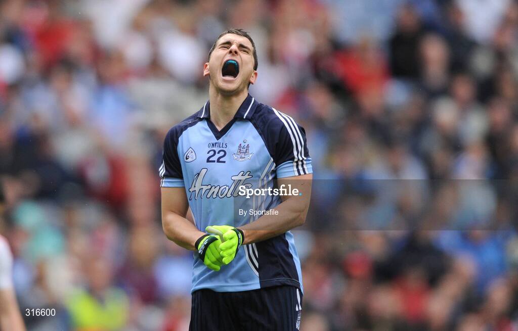 16 August 2008; Bernard Brogan, Dublin, reacts to a missed chance on goal. GAA Football All-Ireland Senior Championship Quarter-Final, Dublin v Tyrone, Croke Park, Dublin. Photo by Sportsfile