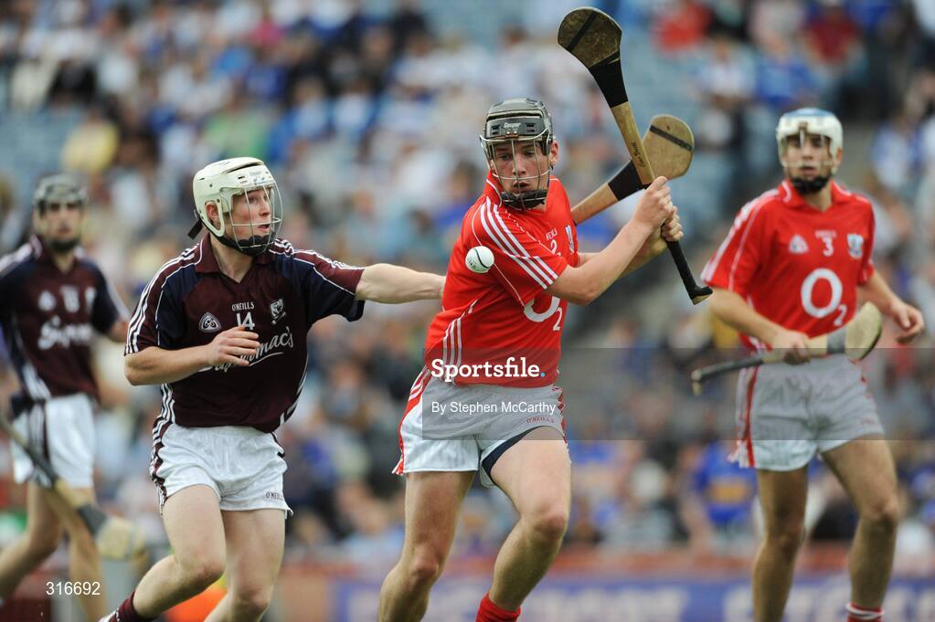 17 August 2008; Cian Smith, Cork, in action against Bernard Burke, Galway. ESB GAA Hurling All-Ireland Minor Championship Semi-Final, Cork v Galway, Croke Park, Dublin. Picture credit: Stephen McCarthy / SPORTSFILE