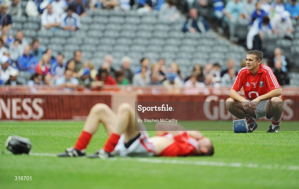 17 August 2008; Dejected Cork players Eoin Moynihan, left, and Darragh Rodgers after the match. ESB GAA Hurling All-Ireland Minor Championship Semi-Final, Cork v Galway, Croke Park, Dublin. Picture credit: Stephen McCarthy / SPORTSFILE