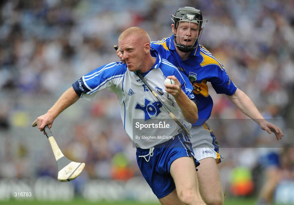 17 August 2008; John Mullane, Waterford, in action against Eamonn Buckley, Tipperary. GAA Hurling All-Ireland Senior Championship Semi-Final, Tipperary v Waterford, Croke Park, Dublin. Picture credit: Stephen McCarthy / SPORTSFILE