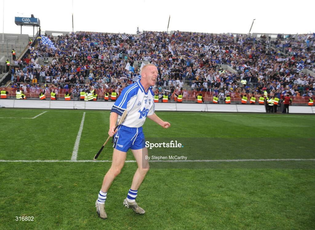 17 August 2008; Waterford's John Mullane celebrates in front of his side's supporters after the match. GAA Hurling All-Ireland Senior Championship Semi-Final, Tipperary v Waterford, Croke Park, Dublin. Picture credit: Stephen McCarthy / SPORTSFILE