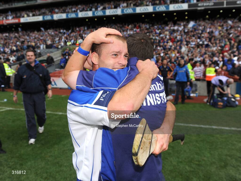 17 August 2008; Waterford manager Davy Fitzgerald celebrates with Eoin McGrath after the match. GAA Hurling All-Ireland Senior Championship Semi-Final, Tipperary v Waterford, Croke Park, Dublin. Picture credit: Stephen McCarthy / SPORTSFILE