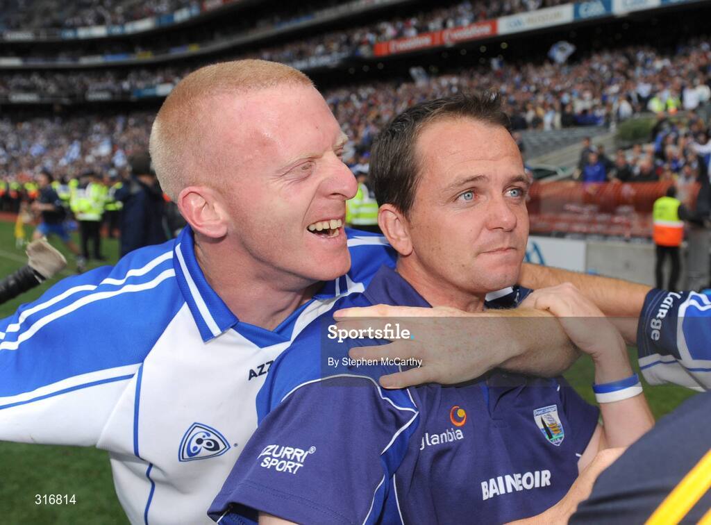 17 August 2008; Waterford manager Davy Fitzgerald is congratulated by John Mullane. GAA Hurling All-Ireland Senior Championship Semi-Final, Tipperary v Waterford, Croke Park, Dublin. Picture credit: Stephen McCarthy / SPORTSFILE