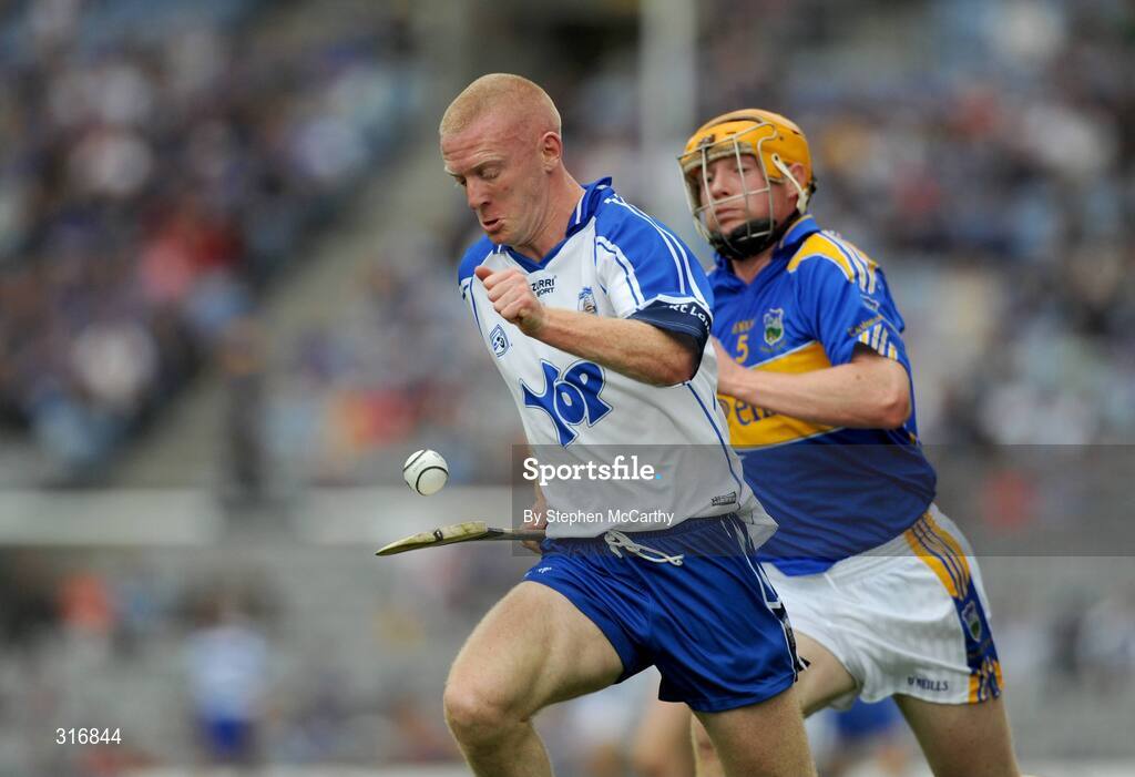 17 August 2008; John Mullane, Waterford, in action against Eamon Corcoran, Tipperary. GAA Hurling All-Ireland Senior Championship Semi-Final, Tipperary v Waterford, Croke Park, Dublin. Picture credit: Stephen McCarthy / SPORTSFILE