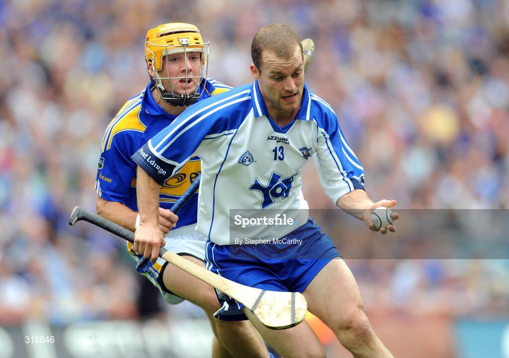 17 August 2008; Eoin McGrath, Waterford, in action against James Woodlock, Tipperary. GAA Hurling All-Ireland Senior Championship Semi-Final, Tipperary v Waterford, Croke Park, Dublin. Picture credit: Stephen McCarthy / SPORTSFILE