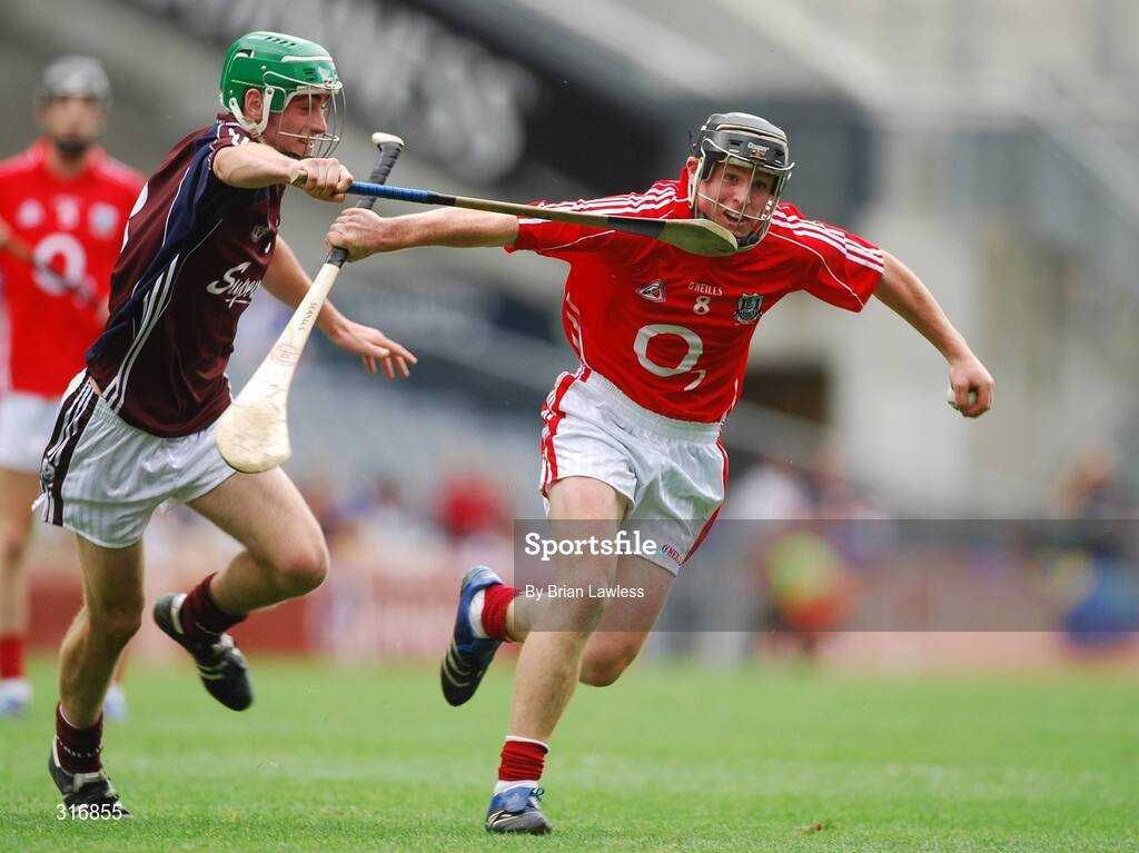 17 August 2008; Seamus O'Farrell, Cork, in action against David Burke, Galway. ESB GAA Hurling All-Ireland Minor Championship Semi-Final, Cork v Galway, Croke Park, Dublin. Picture credit: Daire Brennan / SPORTSFILE