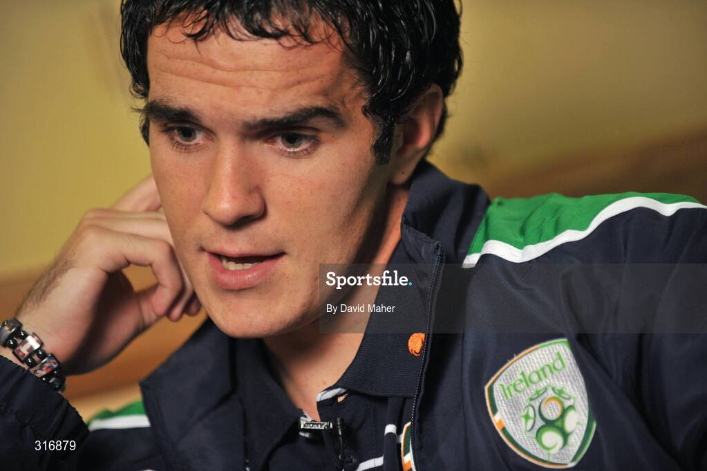 17 August 2008; Republic of Ireland's Joey O'Brien speaks to the media during the players mixed zone, Grand Hotel, Malahide, Dublin. Picture credit: David Maher / SPORTSFILE