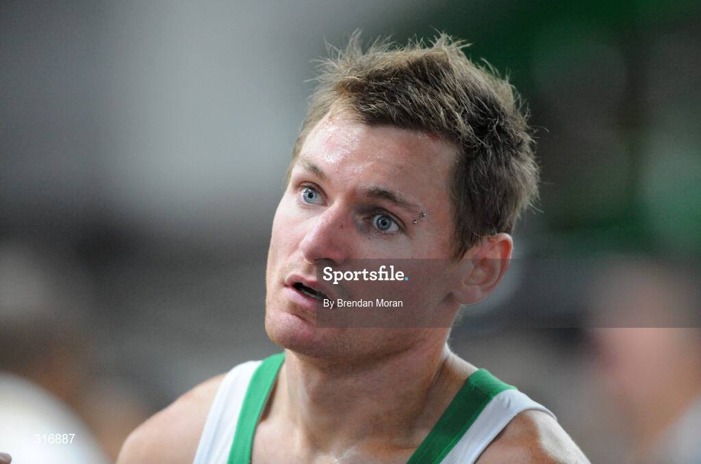 18 August 2008; David Gillick, Ireland, after his heat of the Men's 400m where he finished 4th in a time of 45.83 and failed to progress to the semi-finals. Beijing 2008 - Games of the XXIX Olympiad, National Stadium, Olympic Green, Beijing, China. Picture credit: Brendan Moran / SPORTSFILE