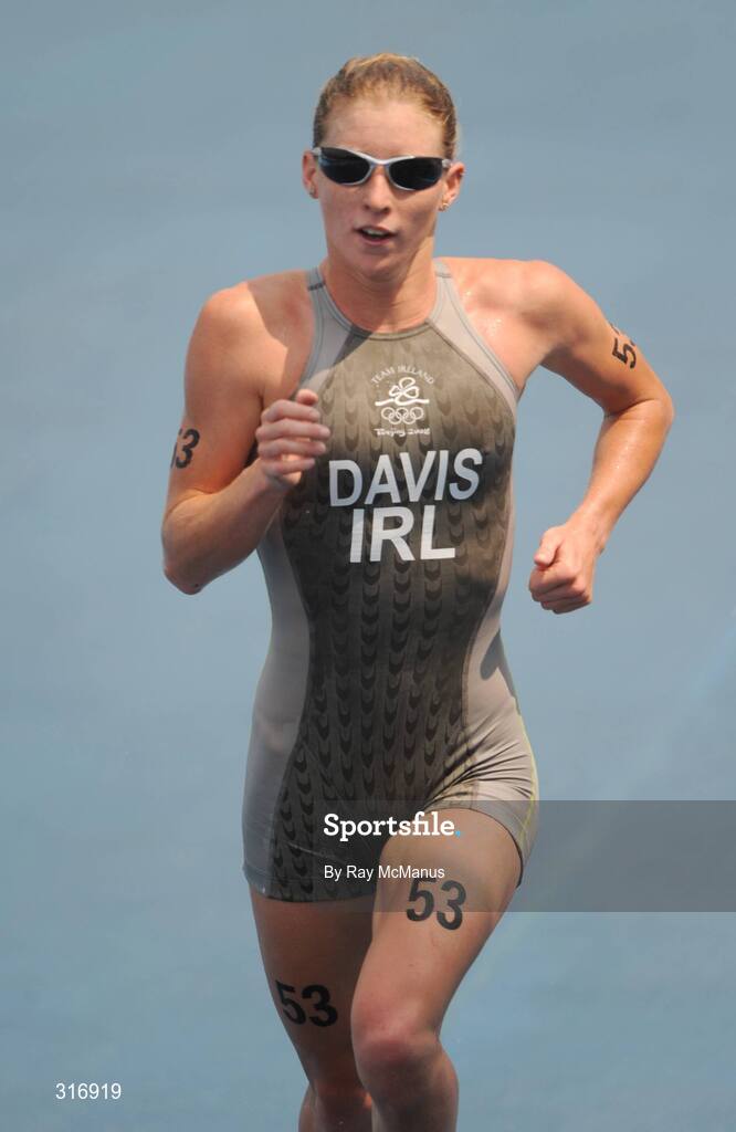 18 August 2008; Emma Davis, Ireland, who finished the Women's Triathlon in a time of 2:06:29.36. Beijing 2008 - Games of the XXIX Olympiad, Triathlon Venue, Ming Tomb Reservoir, Beijing, China. Picture credit: Ray McManus / SPORTSFILE