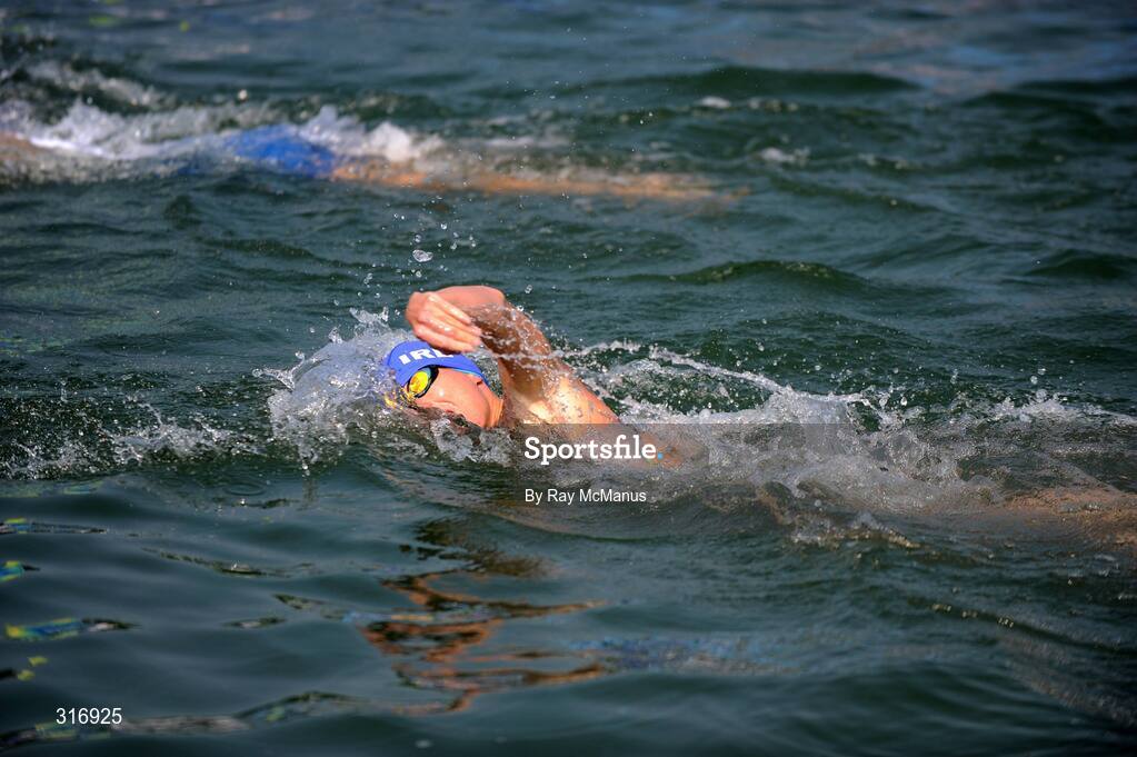 18 August 2008; Emma Davis, Ireland, who finished the Women's Triathlon in a time of 2:06:29.36. Beijing 2008 - Games of the XXIX Olympiad, Triathlon Venue, Ming Tomb Reservoir, Beijing, China. Picture credit: Ray McManus / SPORTSFILE