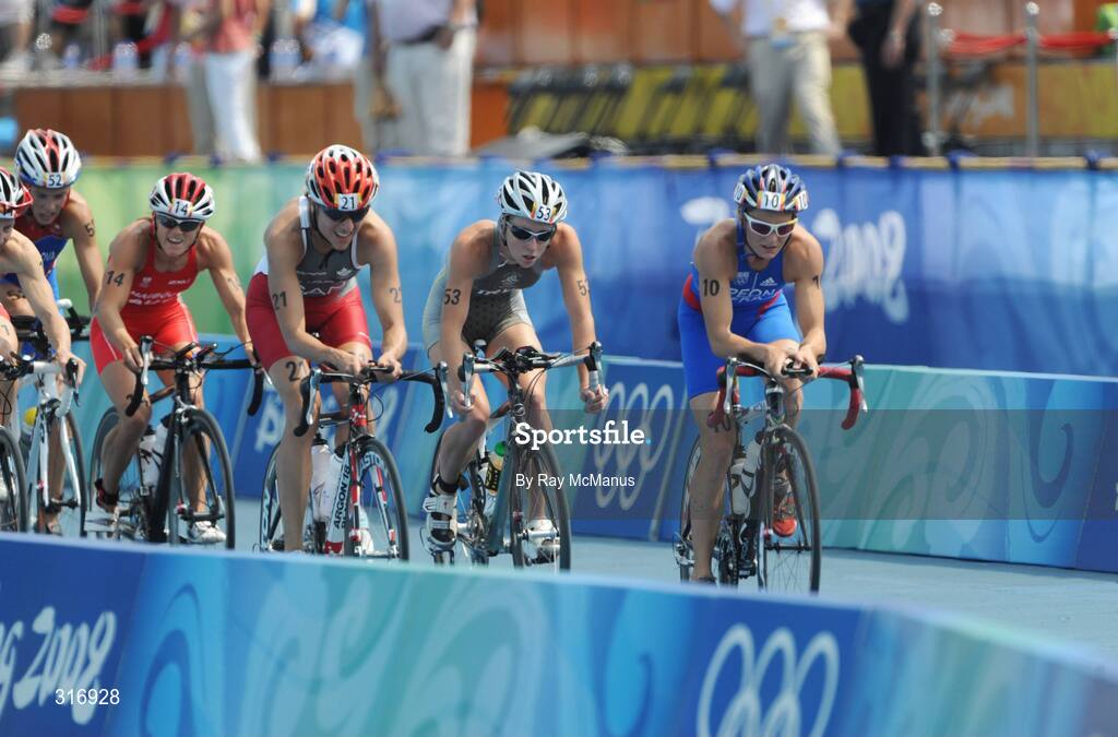 18 August 2008; Ireland's Emma Davis, 53, who finished the Women's Triathlon in a time of 2:06:29.36. Beijing 2008 - Games of the XXIX Olympiad, Triathlon Venue, Ming Tomb Reservoir, Beijing, China. Picture credit: Ray McManus / SPORTSFILE
