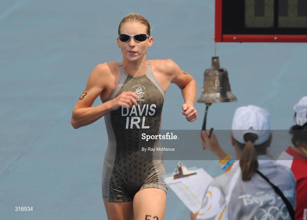 18 August 2008; Emma Davis, Ireland, who finished the Women's Triathlon in a time of 2:06:29.36. Beijing 2008 - Games of the XXIX Olympiad, Triathlon Venue, Ming Tomb Reservoir, Beijing, China. Picture credit: Ray McManus / SPORTSFILE