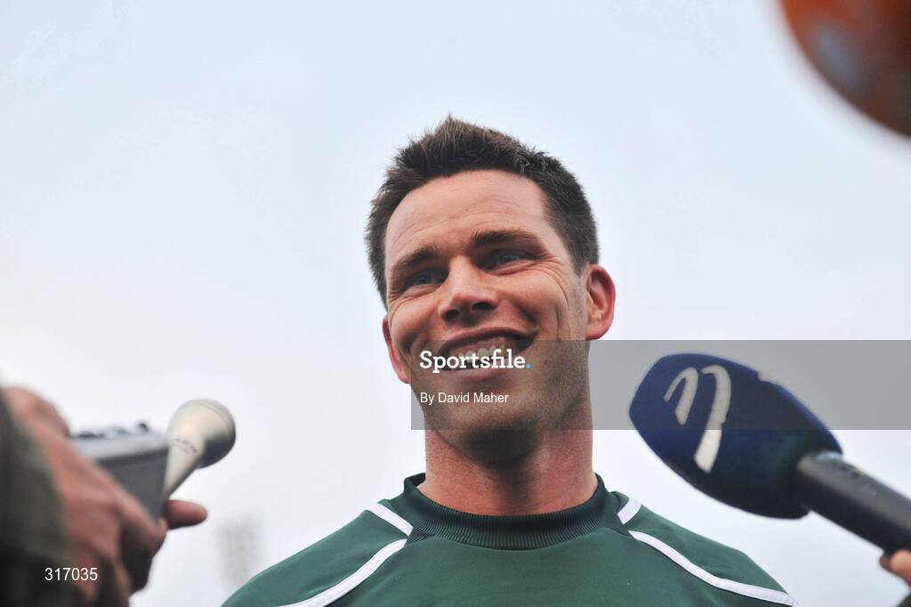 18 August 2008; Republic of Ireland's Steve Finnan during a pitchside interview after squad training. Bislett Stadium, Oslo, Norway. Picture credit: David Maher / SPORTSFILE