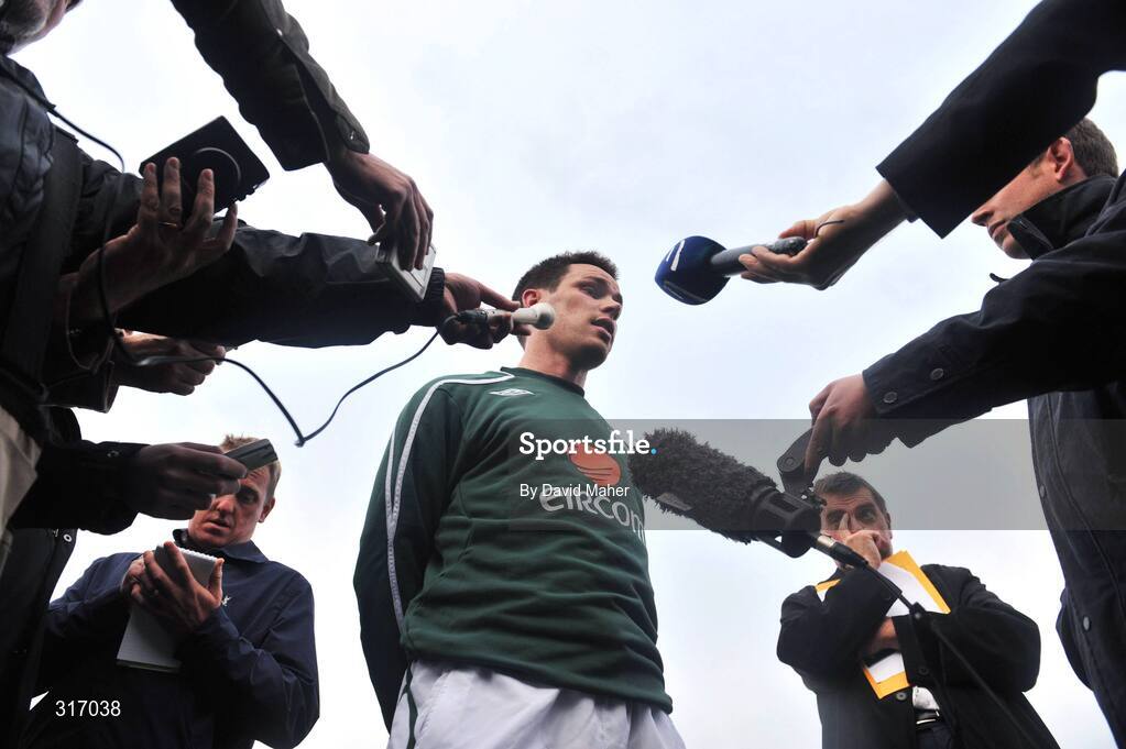 18 August 2008; Republic of Ireland's Steve Finnan during a pitchside interview after squad training. Bislett Stadium, Oslo, Norway. Picture credit: David Maher / SPORTSFILE