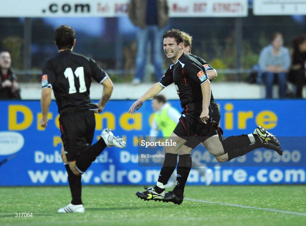 18 August 2008; Paul Cawley, right, Dundalk, celebrates after scoring his side's first goal. FAI Ford Cup Fourth Round Replay, Dundalk v Bray Wanderers, Oriel Park, Dundalk, Co. Louth. Photo by Sportsfile