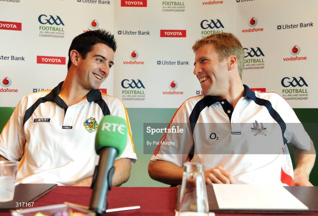 19 August 2008; Kerry's Aidan O'Mahony, left, and Cork's Anthony Lynch at the GAA Football All-Ireland Senior Championship Semi-Final press conference. Clarion Hotel, Cork. Picture credit: Pat Murphy / SPORTSFILE