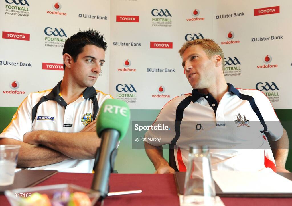 19 August 2008; Kerry's Aidan O'Mahony, left, and Cork's Anthony Lynch at the GAA Football All-Ireland Senior Championship Semi-Final press conference. Clarion Hotel, Cork. Picture credit: Pat Murphy / SPORTSFILE