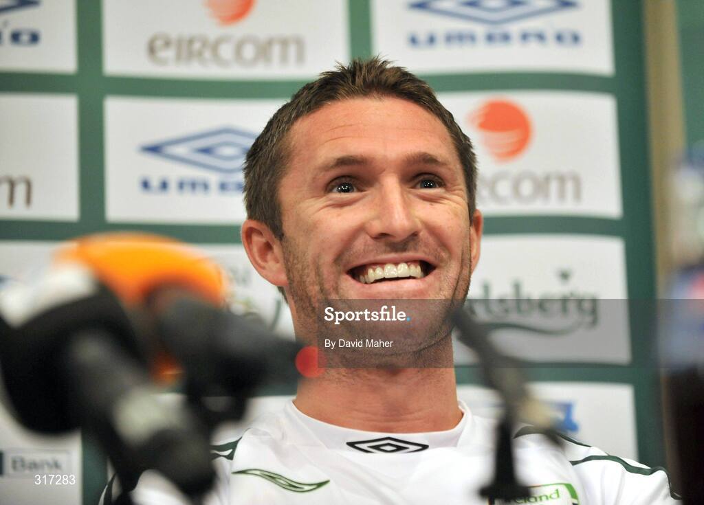 19 August 2008; Republic of Ireland captain Robbie Keane speaking to the media during a pre match press conference. Ullevall Stadium, Oslo, Norway. Picture credit: David Maher / SPORTSFILE