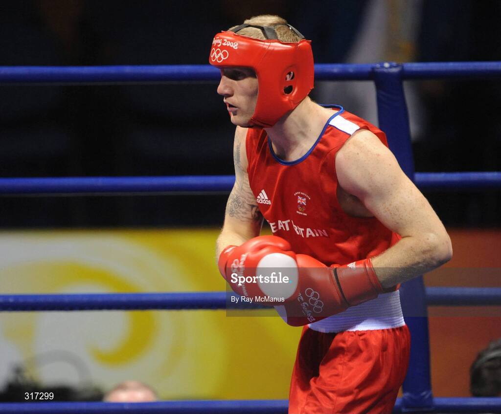 19 August 2008; Tony Jeffries, Great Brittan, in action against Imre Szello, in blue from Hungary, during their quarter-final bout of the Light Heavy weight, 81kg, contest. Beijing 2008 - Games of the XXIX Olympiad, Beijing Workers Gymnasium, Olympic Green, Beijing, China. Picture credit: Ray McManus / SPORTSFILE