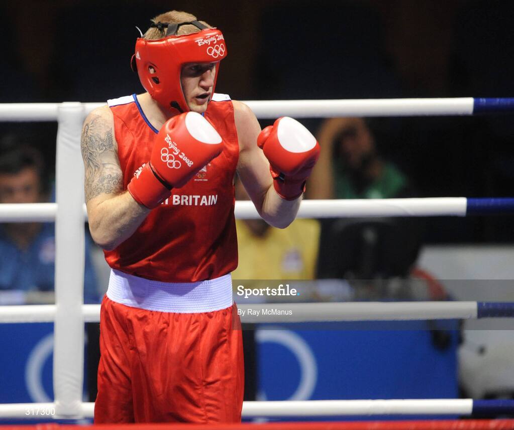 19 August 2008; Tony Jeffries, Great Brittan, in action against Imre Szello, in blue from Hungary, during their quarter-final bout of the Light Heavy weight, 81kg, contest. Beijing 2008 - Games of the XXIX Olympiad, Beijing Workers Gymnasium, Olympic Green, Beijing, China. Picture credit: Ray McManus / SPORTSFILE