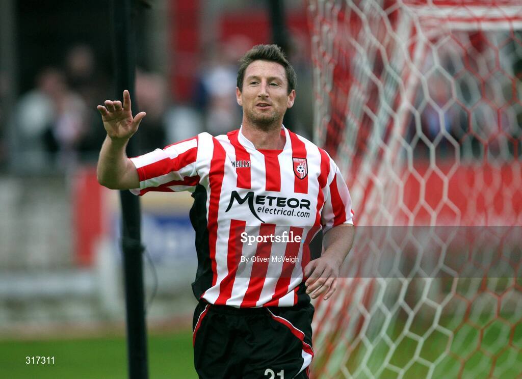 19 August 2008; Derry City's Clive Delaney celebrates after scoring his side's second goal. FAI Ford Cup Fourth Round, Derry City v Kildare County, Brandywell, Derry. Picture credit: Oliver McVeigh / SPORTSFILE