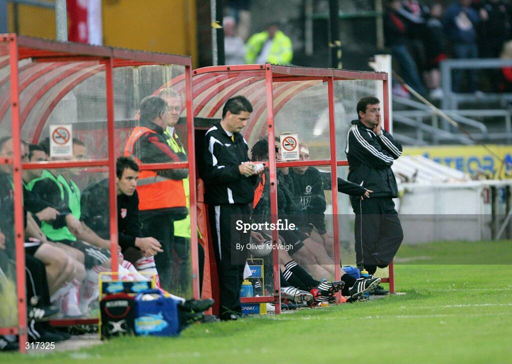 19 August 2008; Kildare County manager John Ryan, right. FAI Ford Cup Fourth Round, Derry City v Kildare County, Brandywell, Derry. Picture credit: Oliver McVeigh / SPORTSFILE