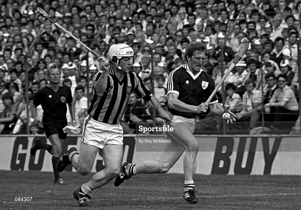 8 August 1982. Bernie Forde of Galway in action against Nickey Brennen of Kilkenny during the All-Ireland Hurling semi-final match between Kilkenny and Glaway at Croke Park, Dublin. Photo by Ray McManus/Sportsfile