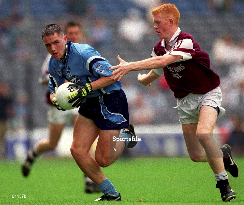 30 July 2000; Declan Lally, Dublin, in action against Kenneth Larkin, Westmeath. Dublin v Westmeath, Leinster Minor Football Championship Final, Croke Park, Dublin. Picture credit; Ray McManus/SPORSTFILE