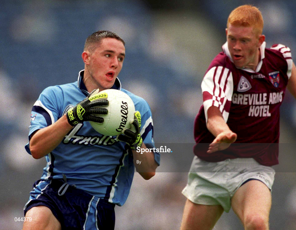 30 July 2000; Declan Lally, Dublin, in action against Kenneth Larkin, Westmeath. Dublin v Westmeath, Leinster Minor Football Championship Final, Croke Park, Dublin. Picture credit; Ray McManus/SPORSTFILE