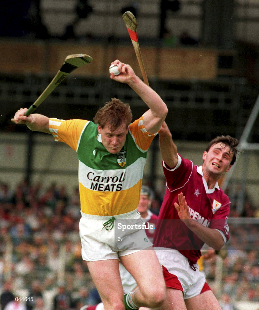 7 August 1994; Offaly's Daithi Regan in action against Galway's Liam Burke. Offaly v Galway, All-Ireland Senior Hurling Championship semi-finals, Croke Park, Dublin. Picture credit; Ray McManus/SPORTSFILE